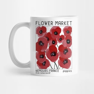 Retro poppy flower market, mid-century modern poster style Mug